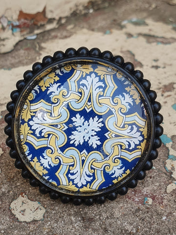 Knob - large blue/yellow pattern +DISCONTINUED ♡