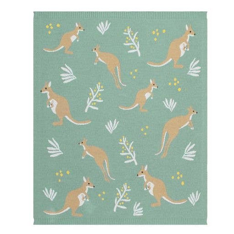 Blanket - Australiana Baby Blanket - Kangaroo/Green 2025 BBK