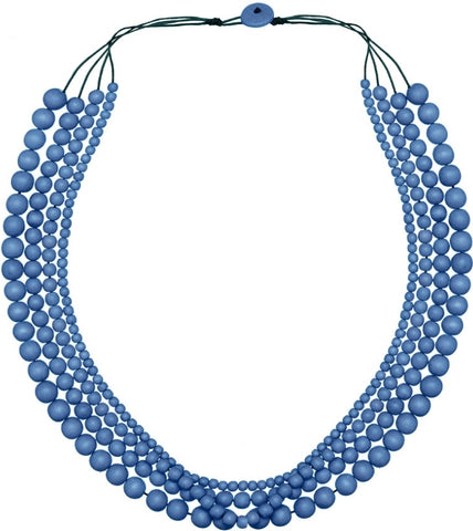 Necklace - Denim Blue Bella 4 strand Wooden Necklace NA720DB ○