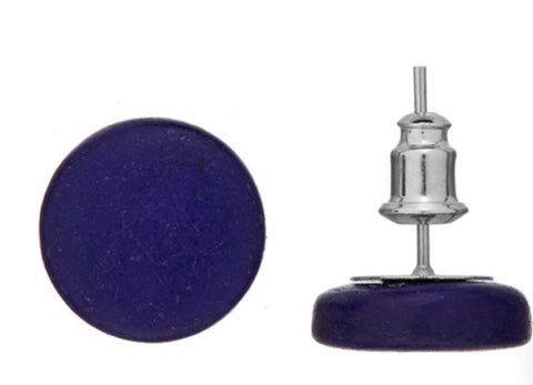 Earrings - coconut shell cobalt blue EA610EB ...