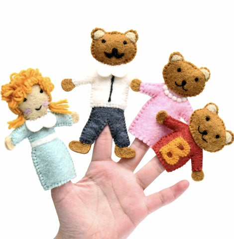 Felt Finger Puppets - Goldilocks and the Three Bears G3B @