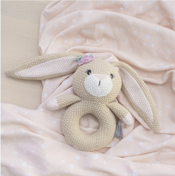 Gift Set Knitted Rattle & Swaddle Wrap Amelia the Bunny RGSAB