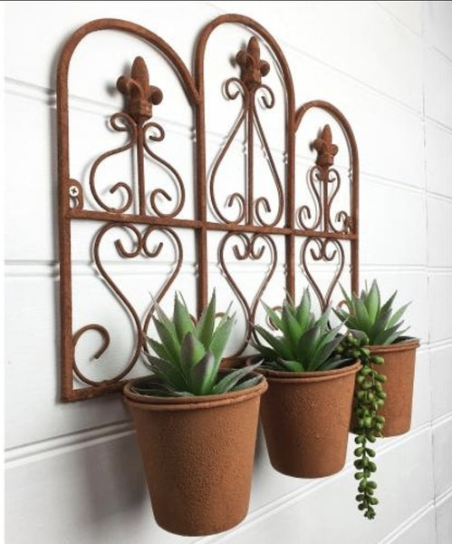 Planter - wall hanging Rust 3 pots PWHR