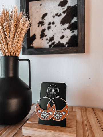 Tan + Leather Turquoise Earrings